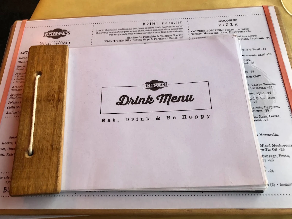 Menu, Threecoins & Sons