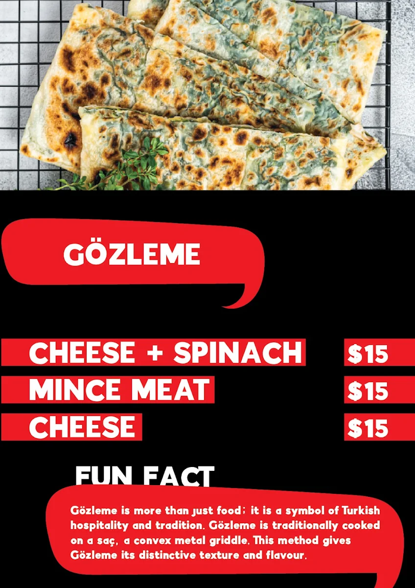 Menu, Mates Kebab Coburg