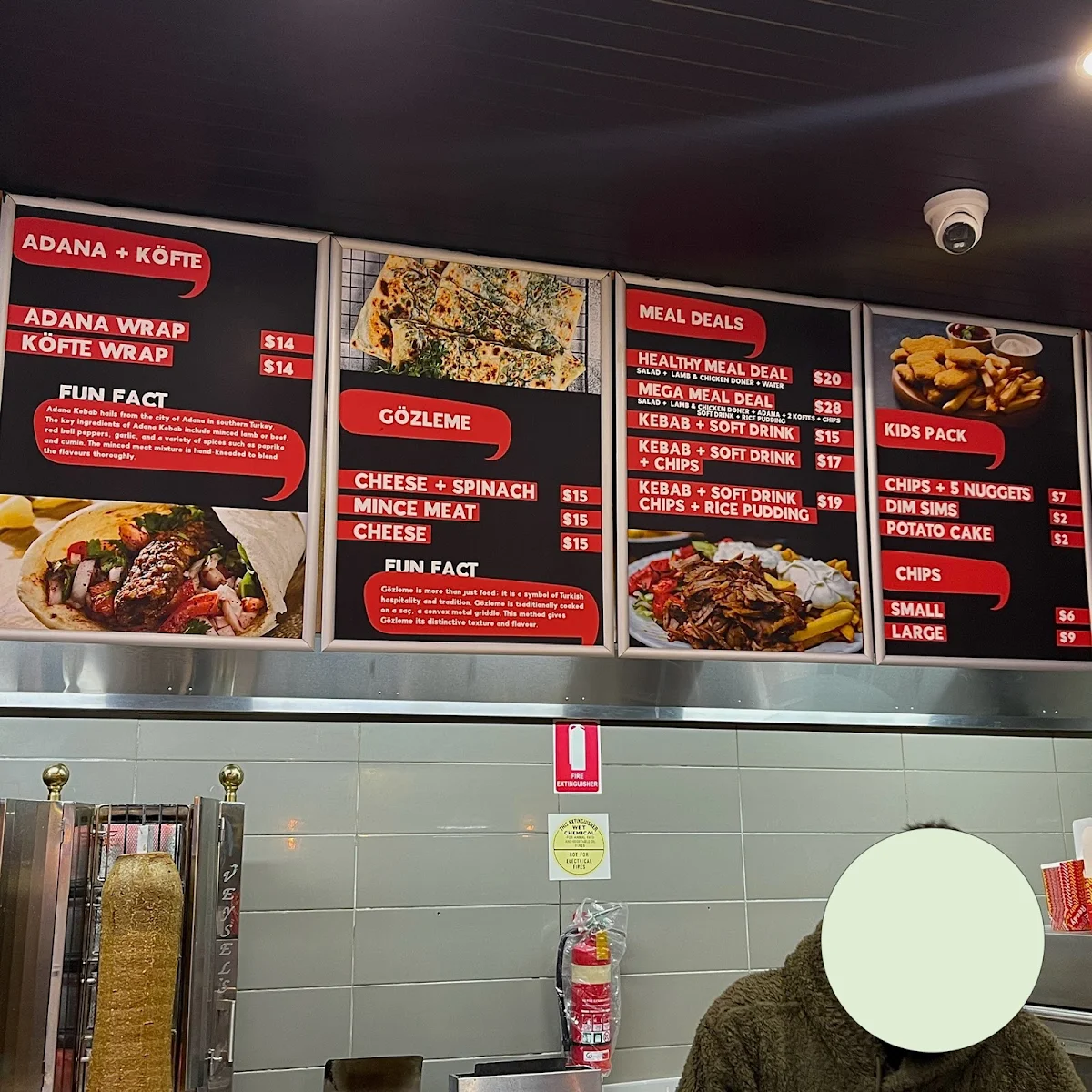 Menu, Mates Kebab Coburg