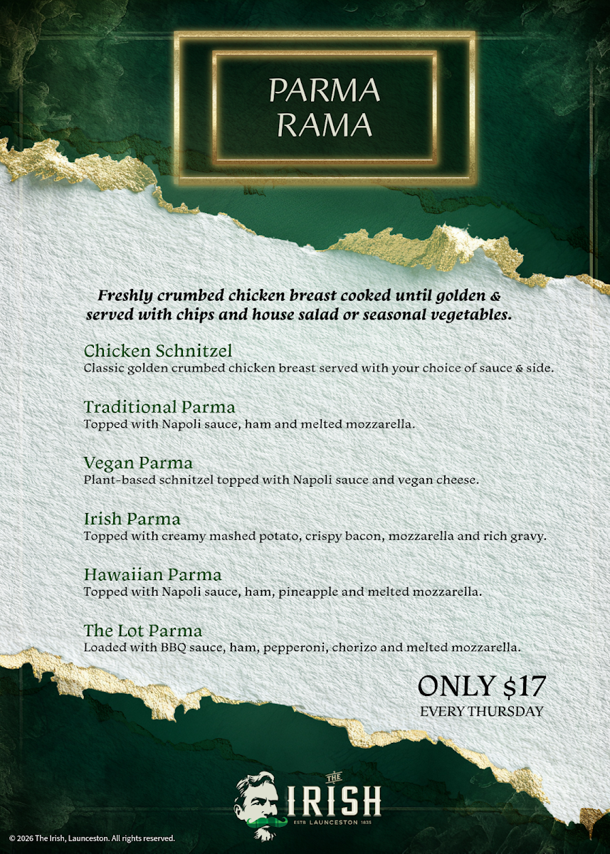 Menu, The Irish, Launceston