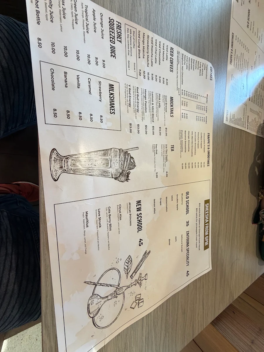 Menu, Zaitouna Cafe