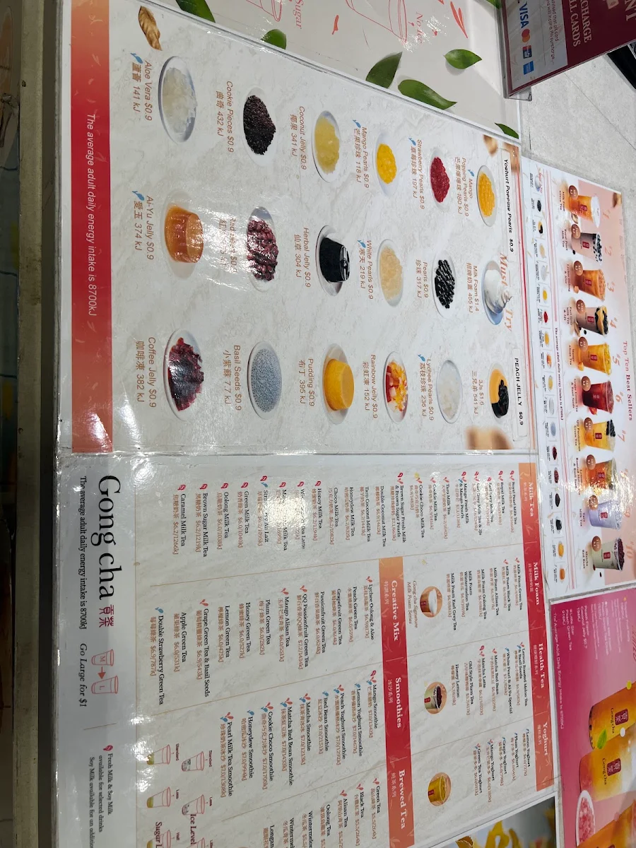 Menu, Gong Cha Arndale