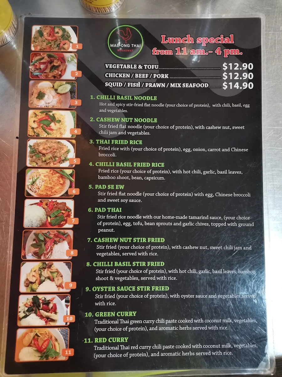 Menu, Mae - Ong Thai @Broadway