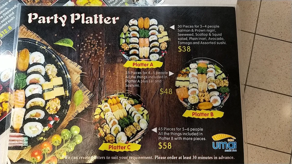 Menu, Umai Sushi