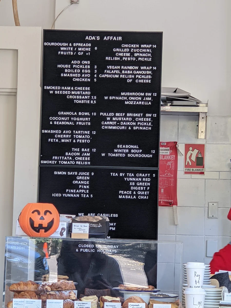 Menu, Ada's Affair Darlo
