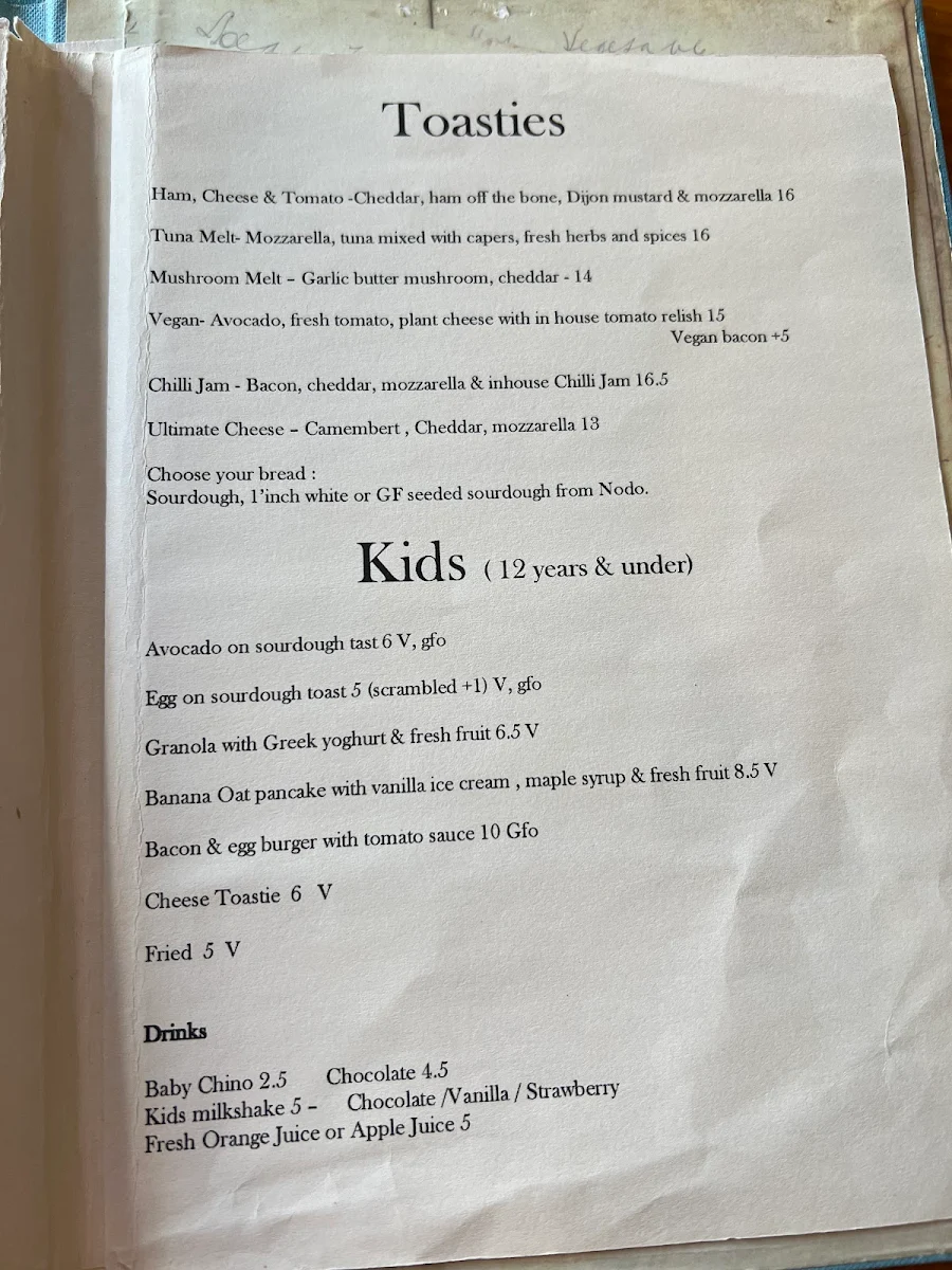 Menu, Nana and Da's
