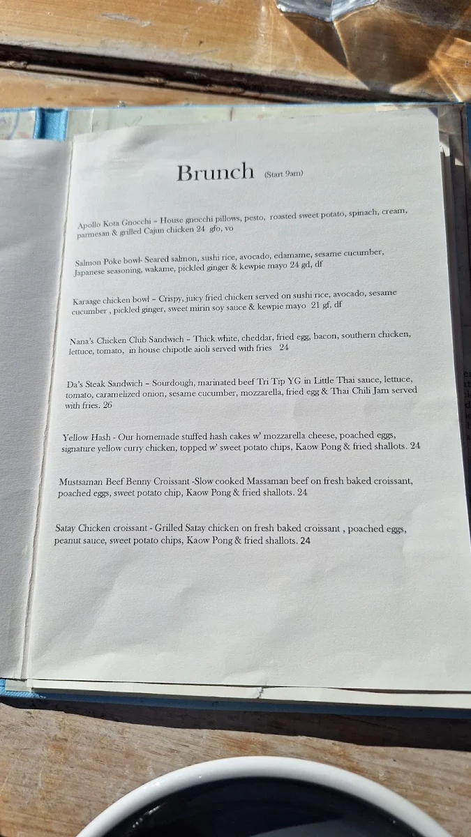 Menu, Nana and Da's