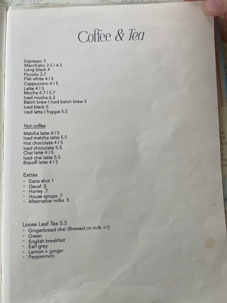 Menu, Nana and Da's