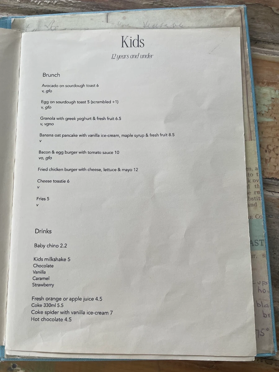 Menu, Nana and Da's