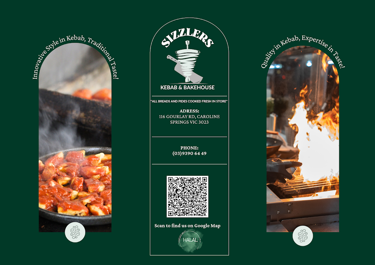 Menu, Sizzler's Kebab & Bakehouse