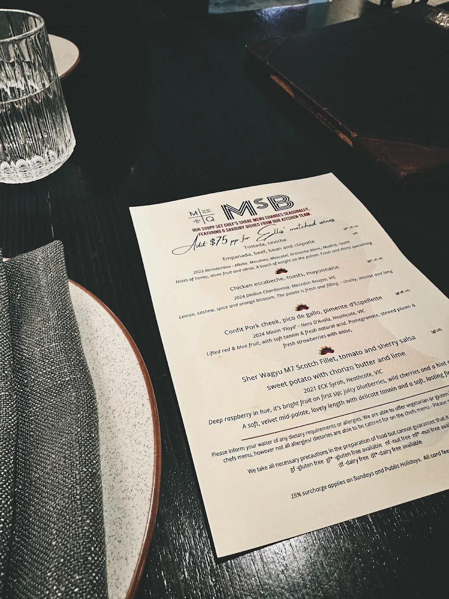 Menu, Ms Batterhams