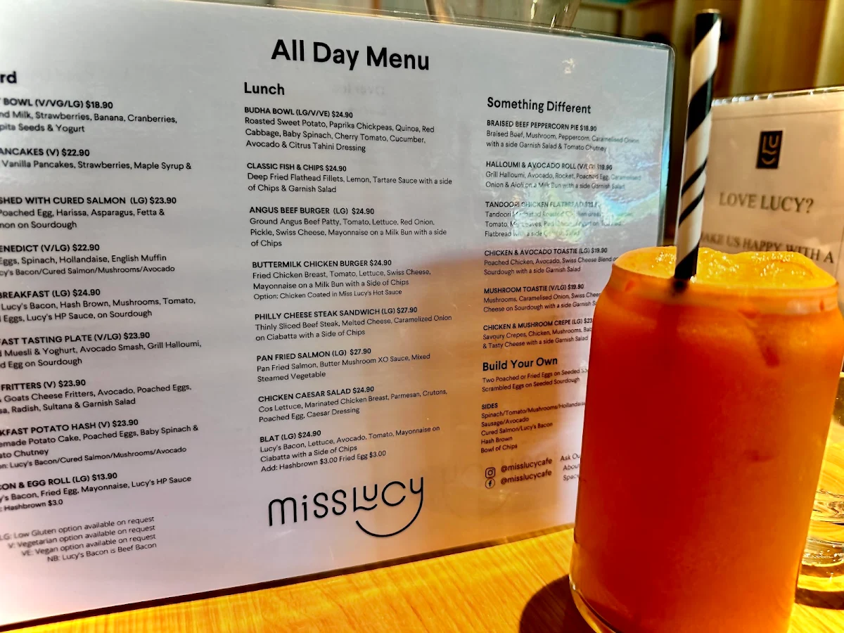 Menu, Miss Lucy