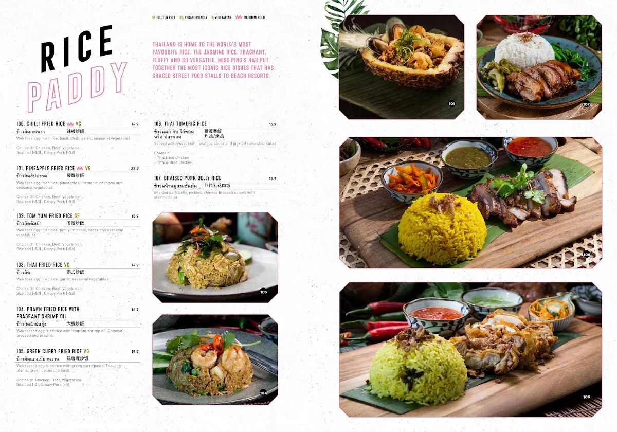 Menu, Miss Ping's
