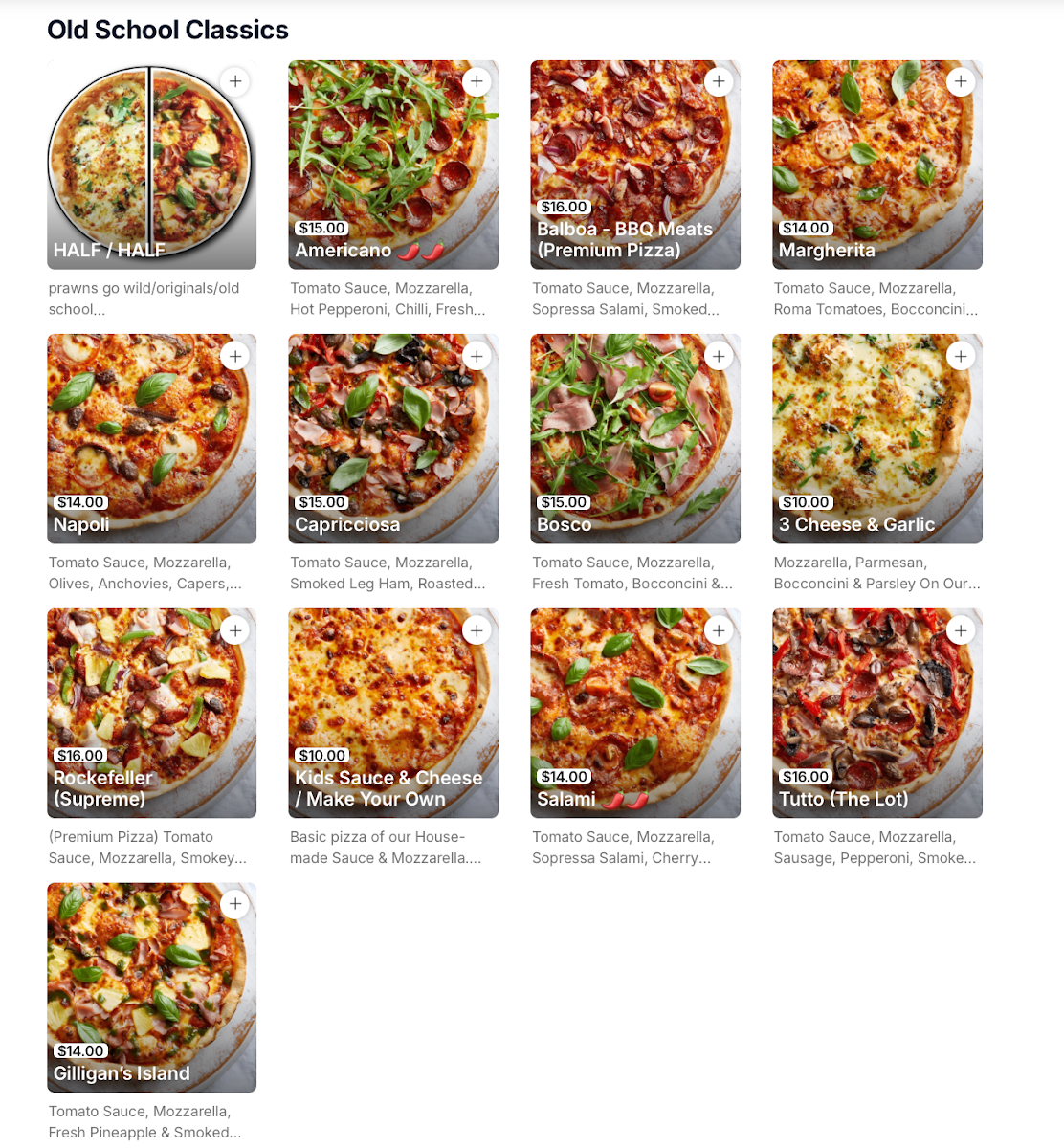 Menu, Rocketboy Pizza Newtown