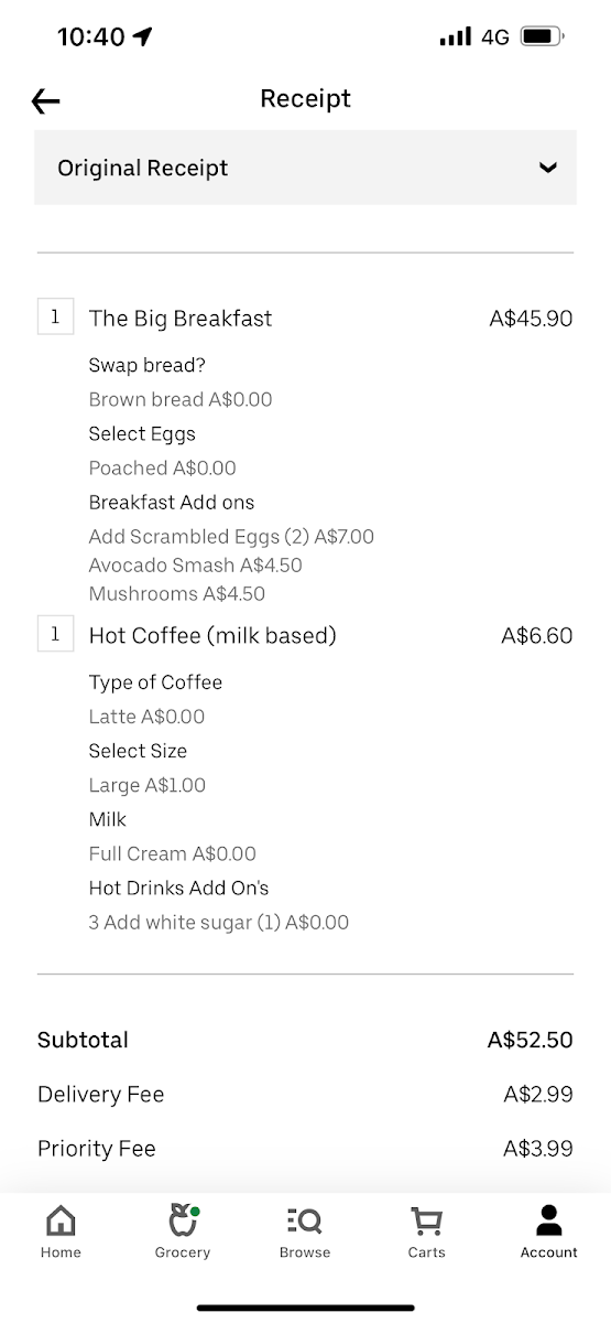 Menu, The Coffee Club