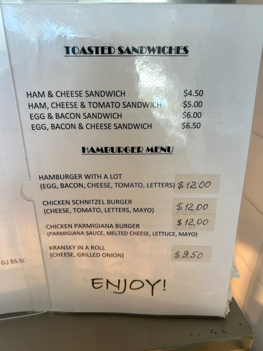 Menu, Oz To Go Cafe