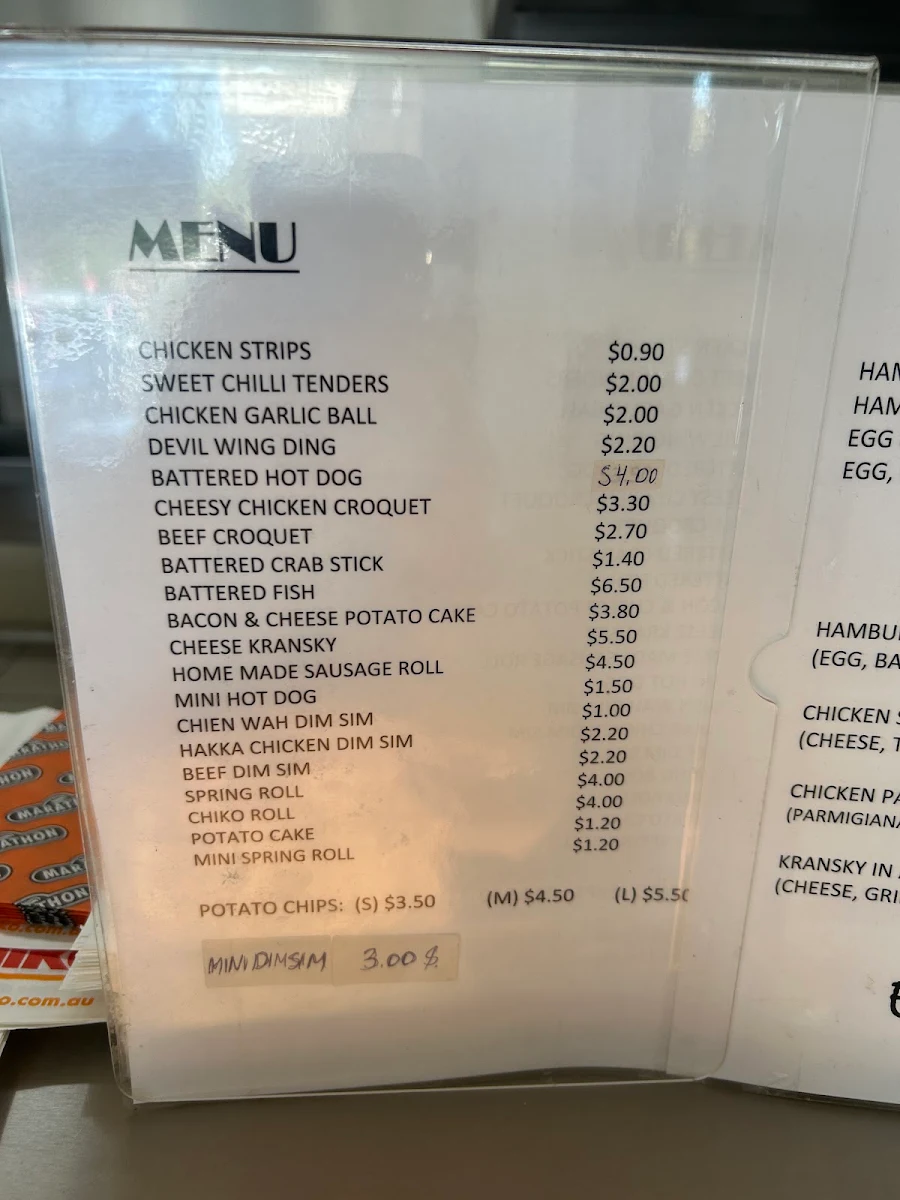 Menu, Oz To Go Cafe