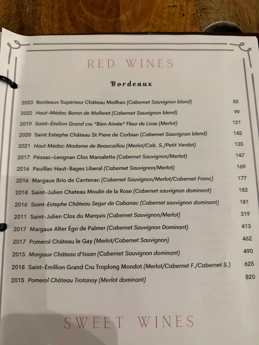 Menu, Little Provence Restaurant