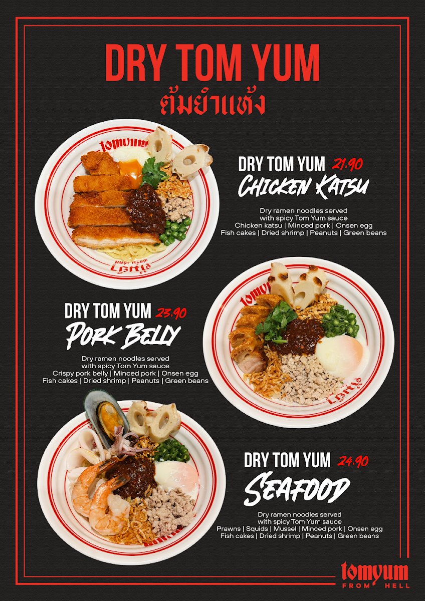 Menu, Tom yum from hell Chinatown