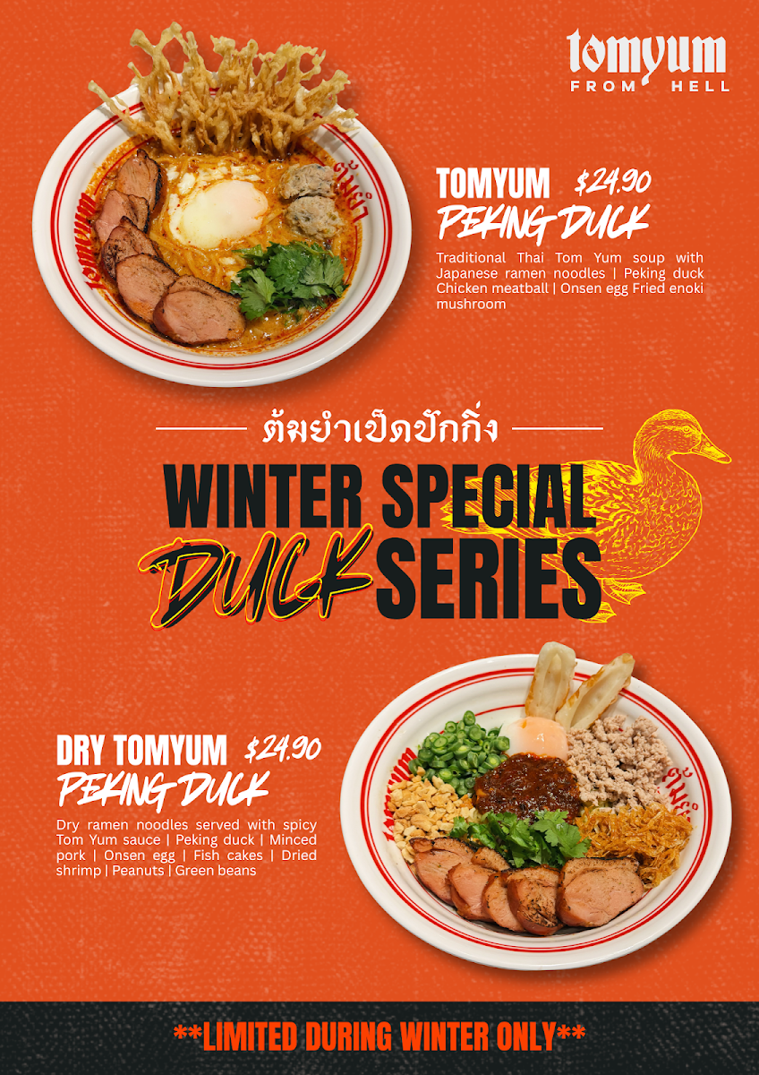 Menu, Tom yum from hell Chinatown
