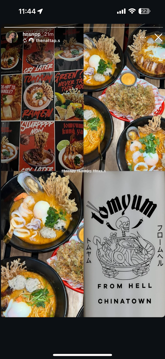 Menu, Tom yum from hell Chinatown