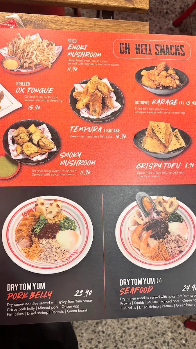 Menu, Tom yum from hell Chinatown