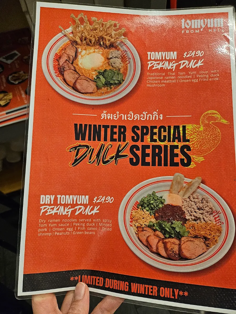 Menu, Tom yum from hell Chinatown
