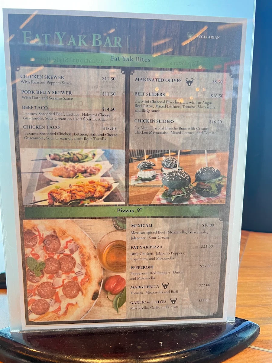 Menu, Fat Yak