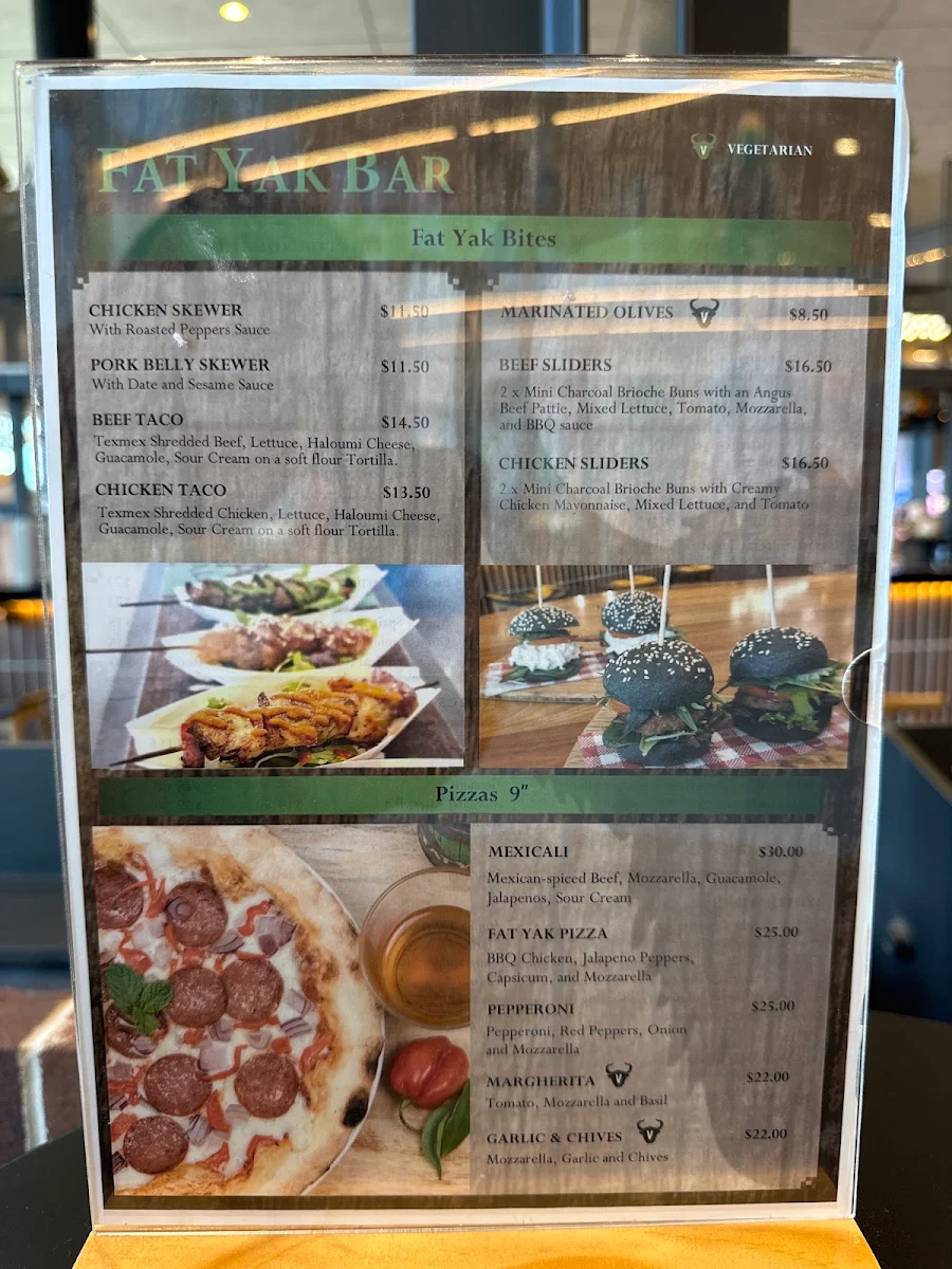 Menu, Fat Yak