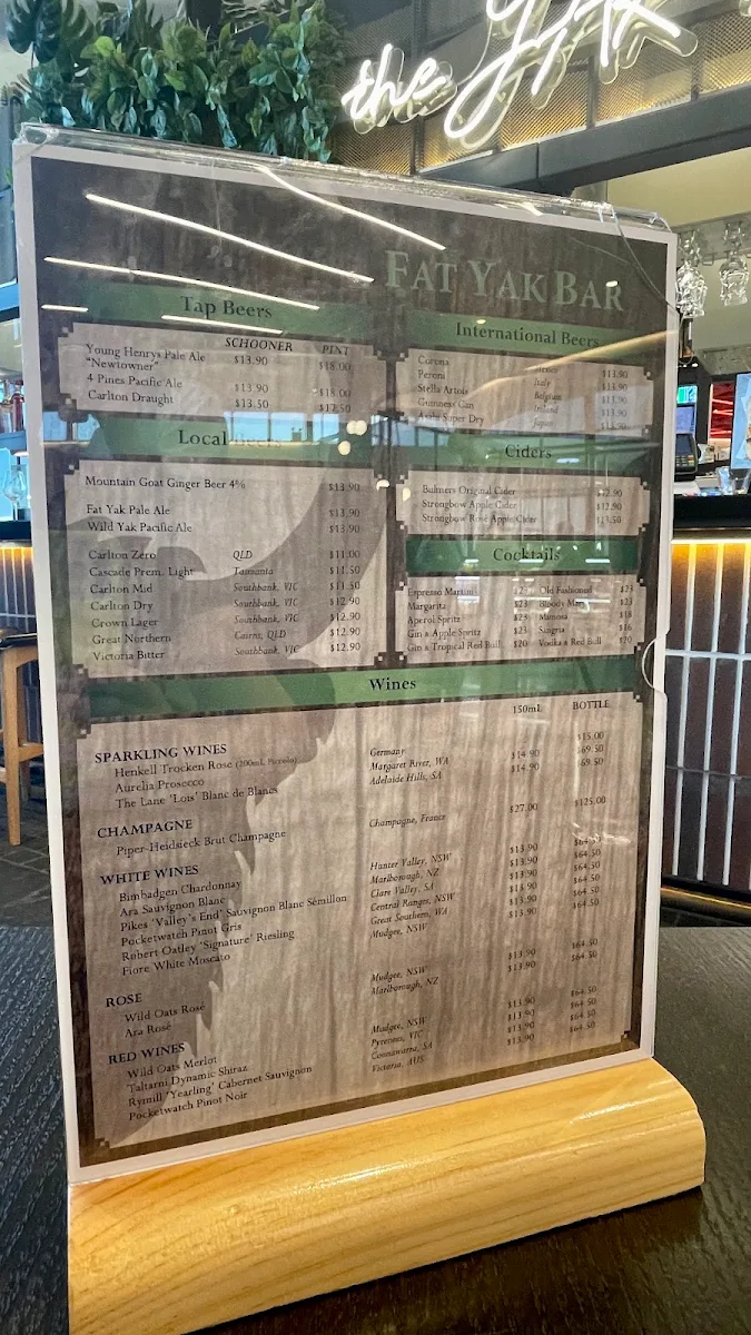 Menu, Fat Yak