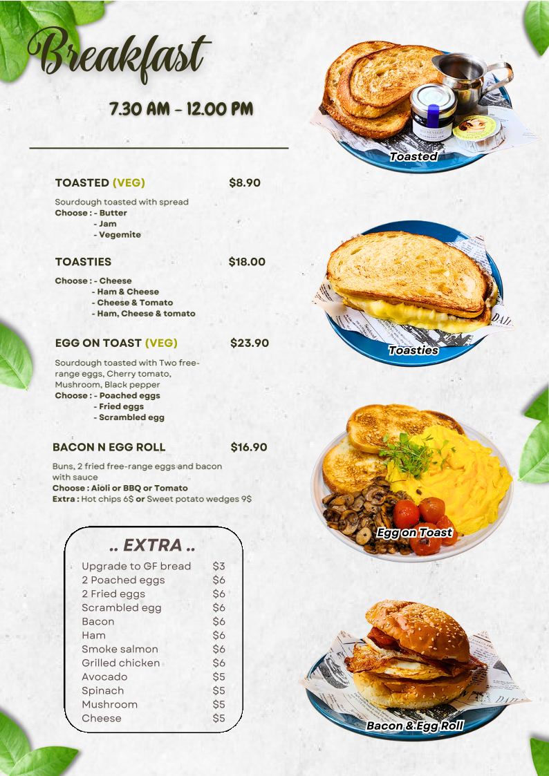 Menu, Metro St James