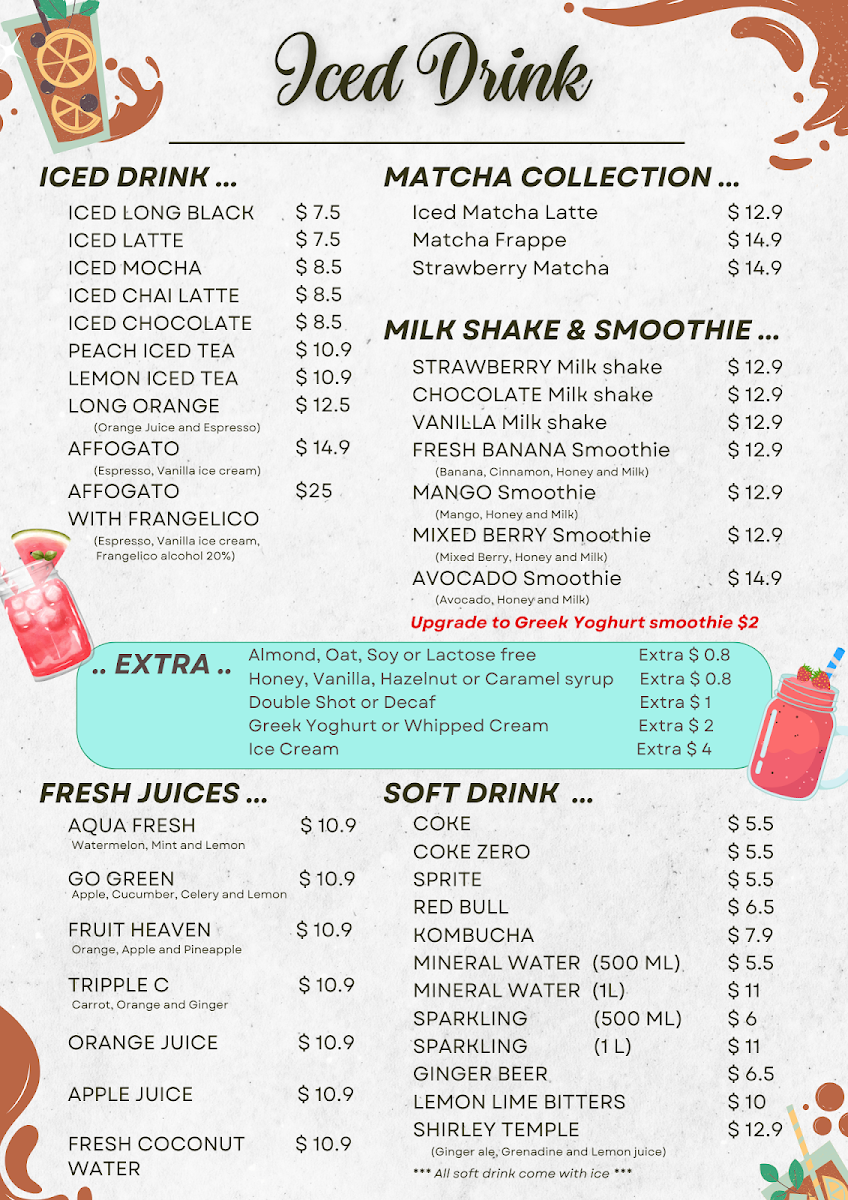 Menu, Metro St James