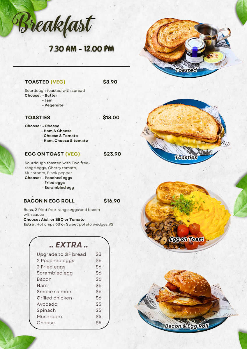 Menu, Metro St James