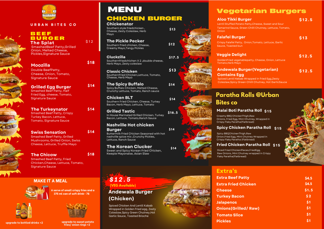 Menu, Urban Bites Co