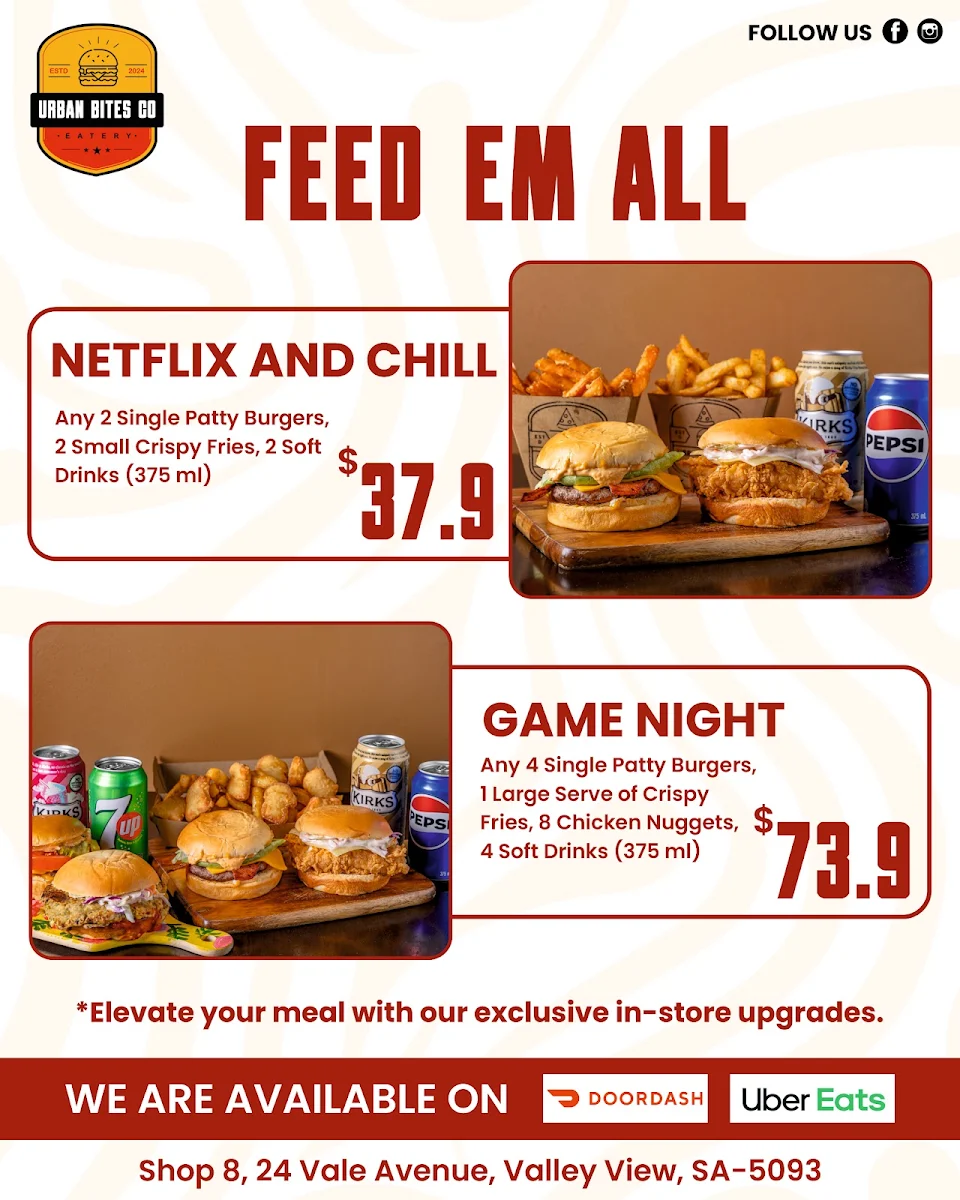 Menu, Urban Bites Co