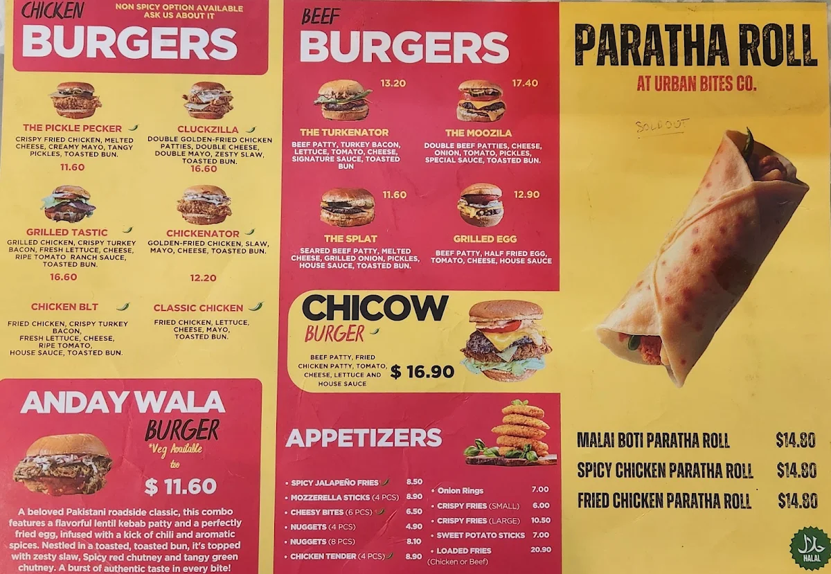 Menu, Urban Bites Co