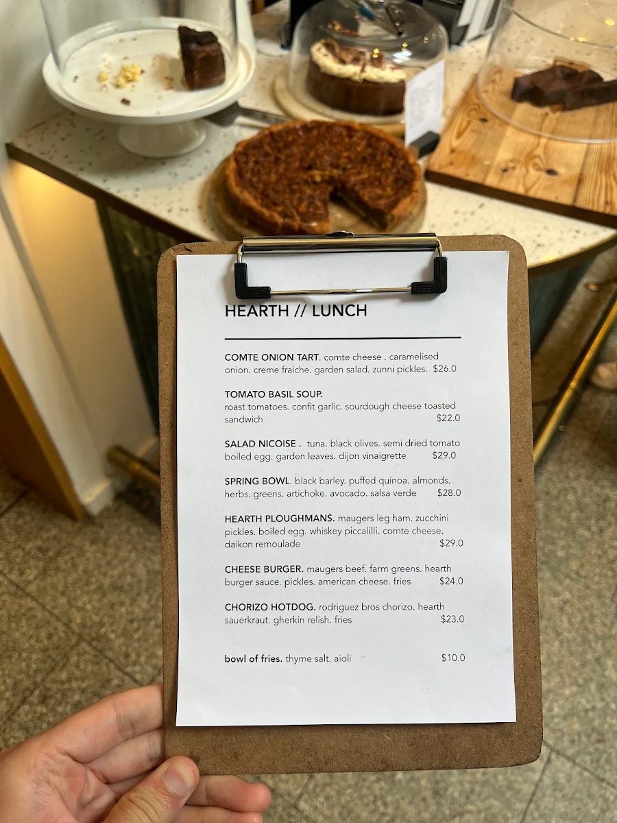Menu, Hearth by Moonacres