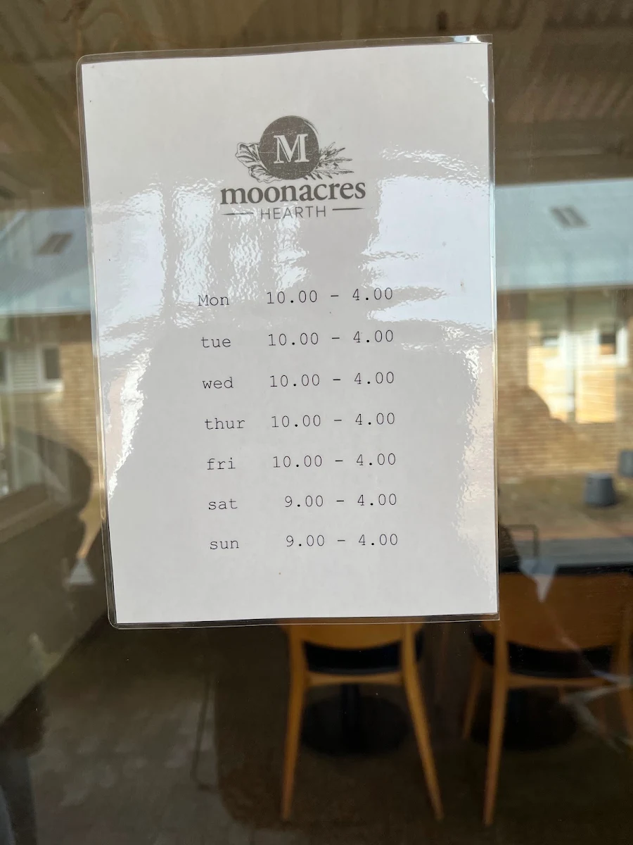 Menu, Hearth by Moonacres
