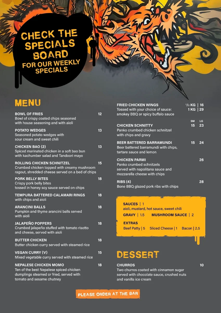 Menu, The Hamilton Station Hotel