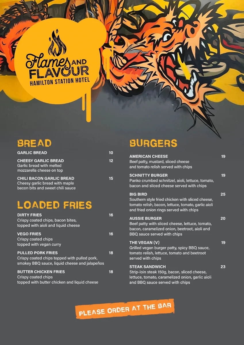 Menu, The Hamilton Station Hotel