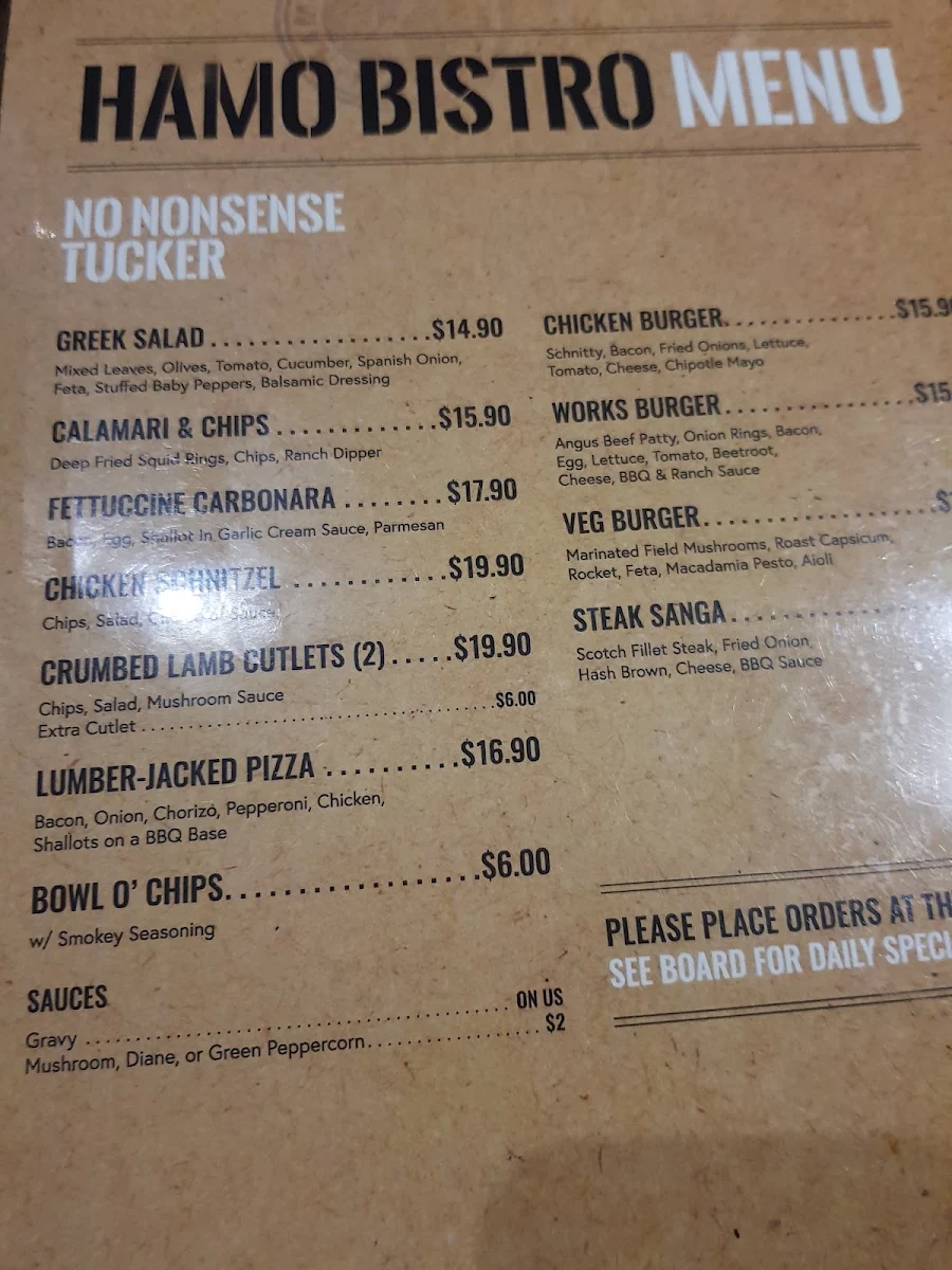 Menu, The Hamilton Station Hotel