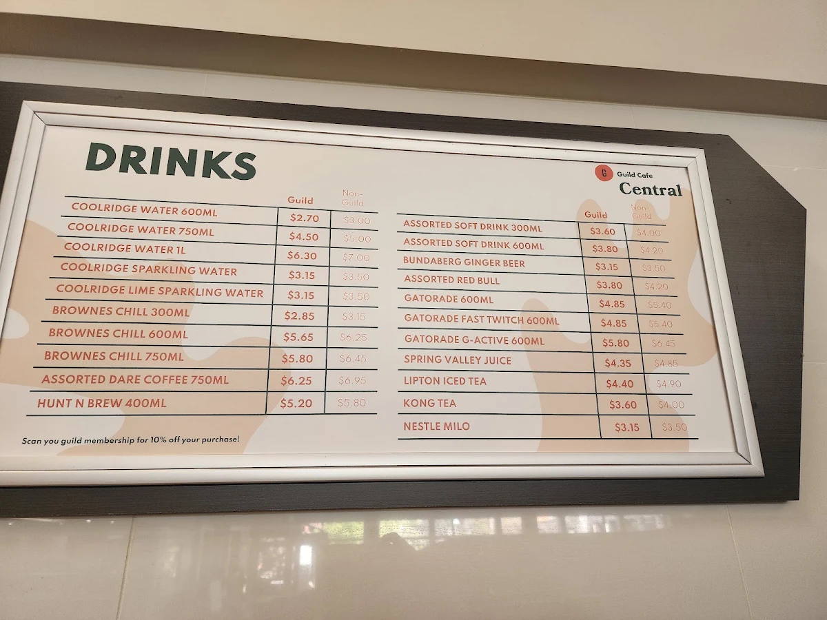 Menu, Guild Café Central