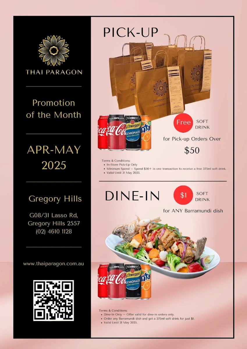 Menu, Thai Paragon Gregory Hills
