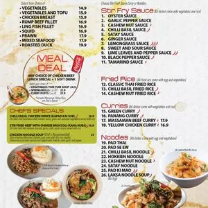 Menu, Thai Paragon Gregory Hills