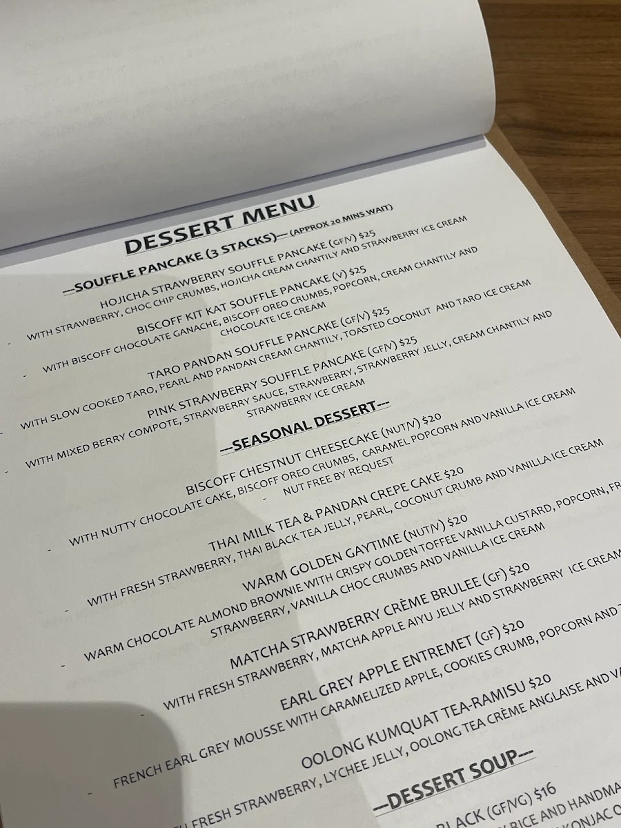 Menu, Astonish Café & Dessert