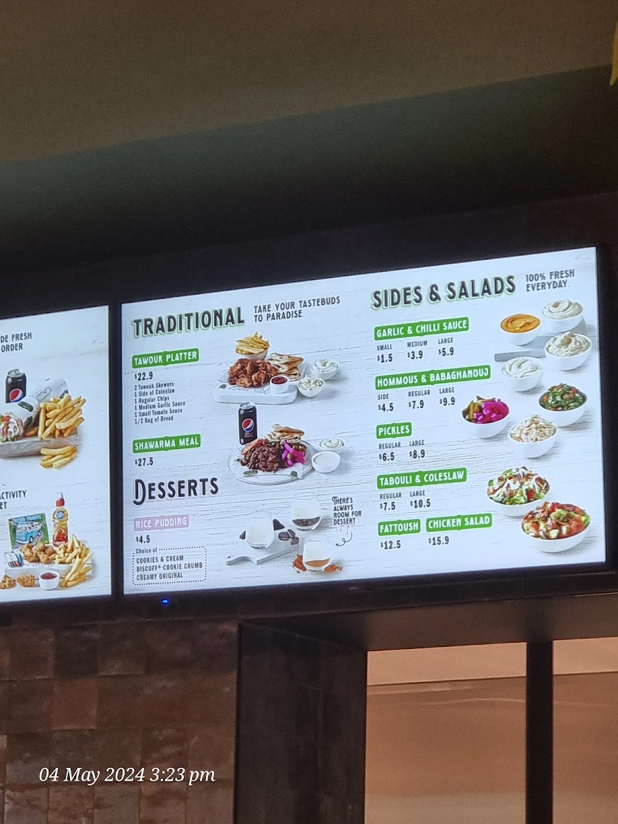 Menu, El Jannah Chicken Plumpton