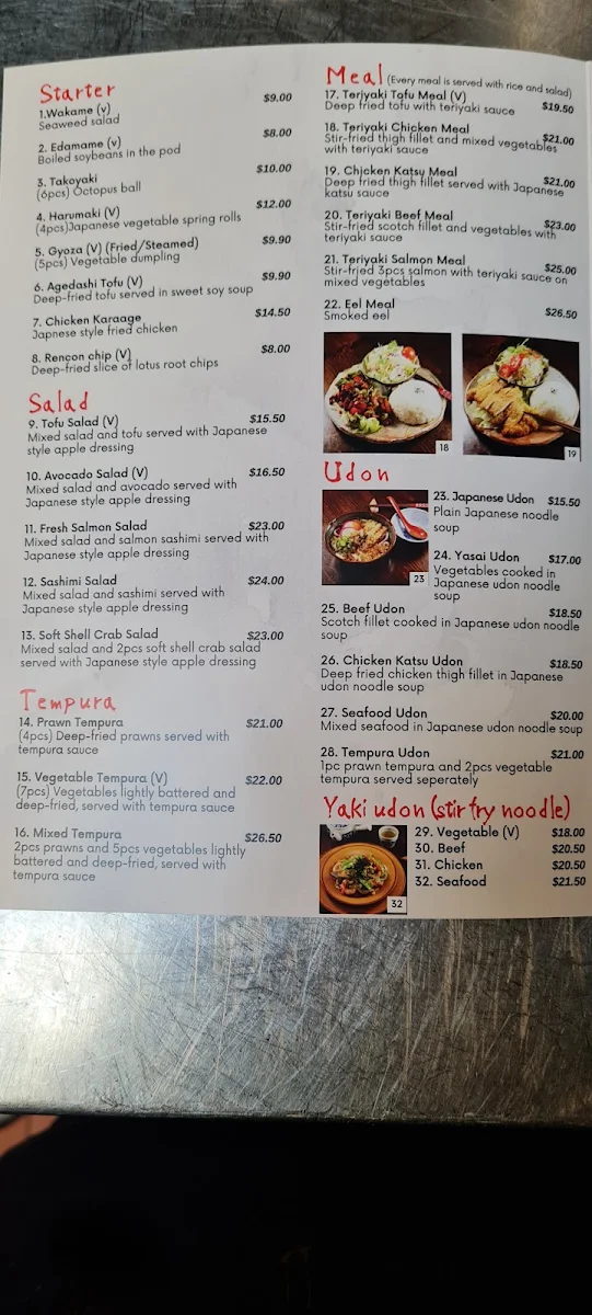 Menu, Sushi Gen