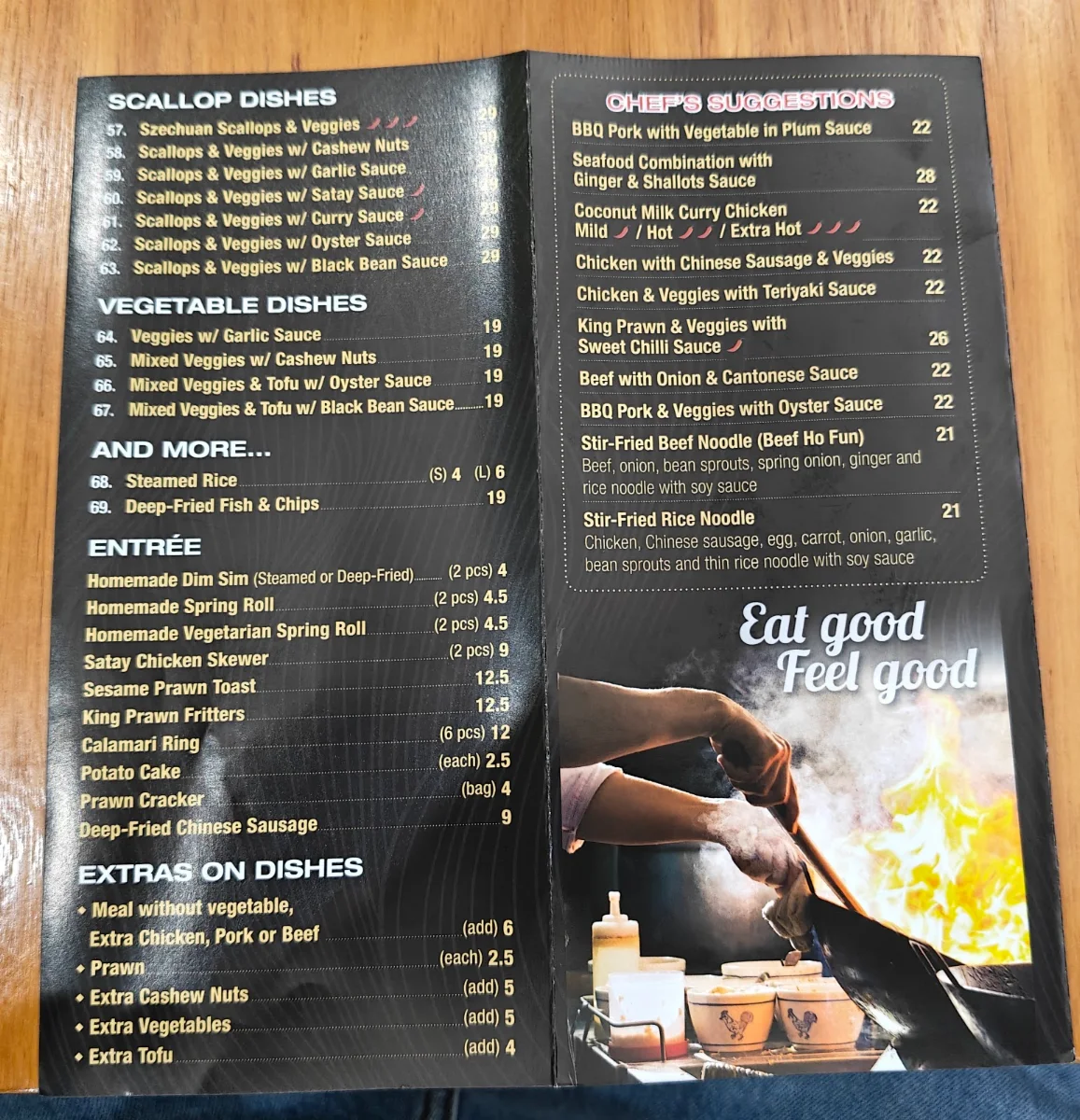 Menu, Mansfield Noodle House