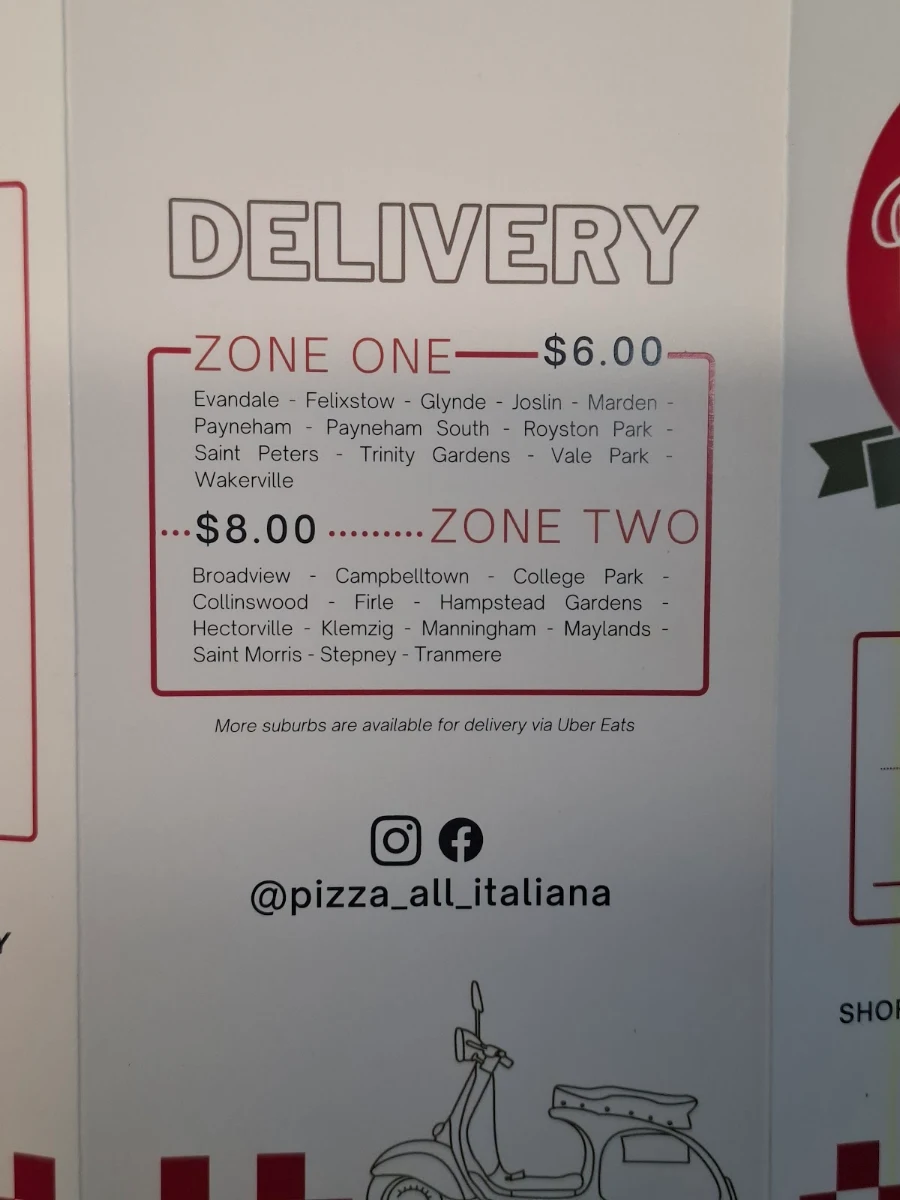 Menu, Pizza All'Italiana