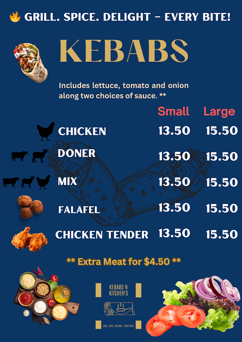 Menu, Kebabs N Kitchens